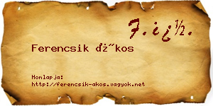 Ferencsik Ákos névjegykártya